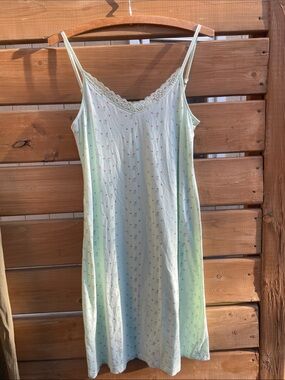 Buffalo David Bitton Pale Green Floral Lace-Trim Slip